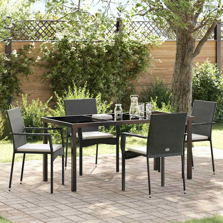 Have Spisebordssæt med pude 5 pcs Sort Poly rattan