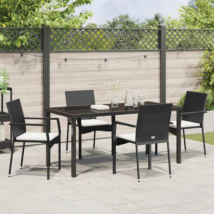 Have Spisebordssæt med pude 5 pcs Sort Poly rattan