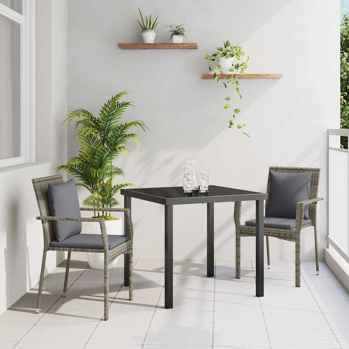 Have Spisebordssæt med pude 3 pcs Grå Poly rattan