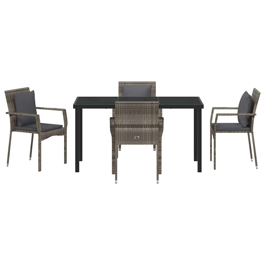 Have Spisebordssæt med pude 5 pcs Grå Poly rattan