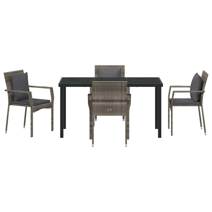 Have Spisebordssæt med pude 5 pcs Grå Poly rattan