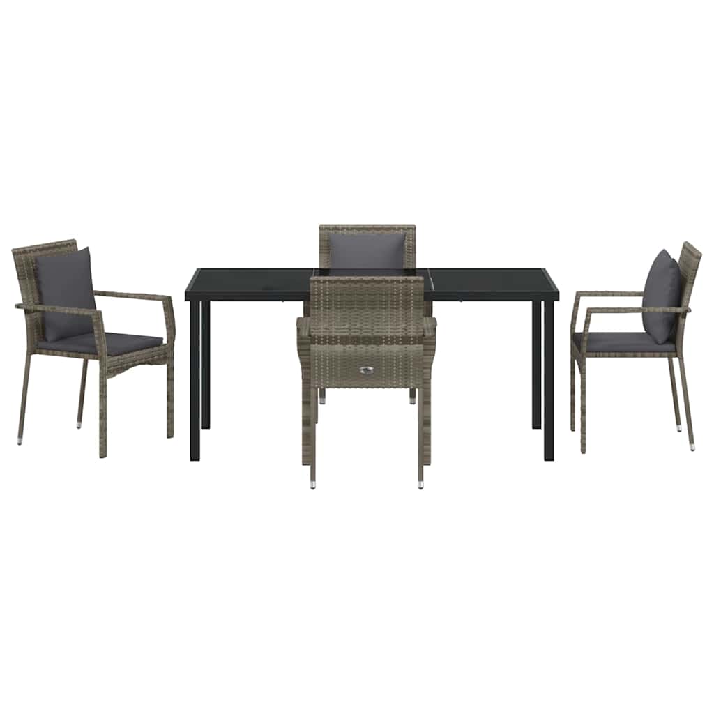 Have Spisebordssæt med pude 5 pcs Grå Poly rattan