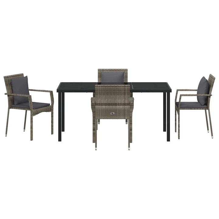 Have Spisebordssæt med pude 5 pcs Grå Poly rattan