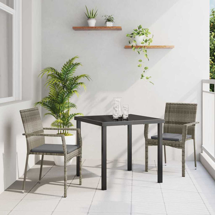 Have Spisebordssæt med pude 3 pcs Grå Poly rattan