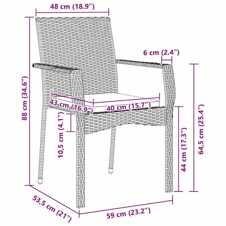 Have Spisebordssæt med pude 3 pcs Grå Poly rattan