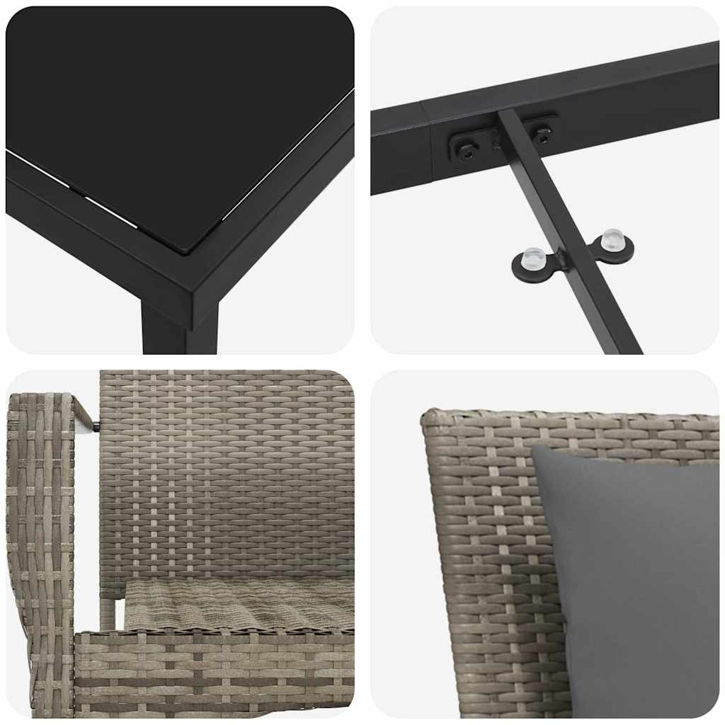 Have Spisebordssæt med pude 5 pcs Grå Poly rattan