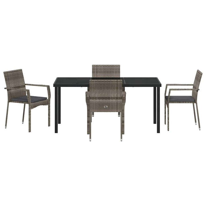 Have Spisebordssæt med pude 5 pcs Grå Poly rattan