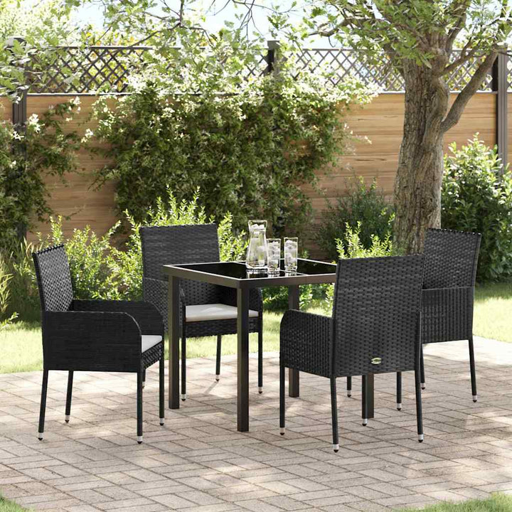 Have Spisebordssæt med pude 5 pcs Sort Poly rattan