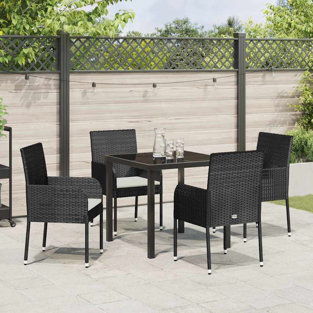 Have Spisebordssæt med pude 5 pcs Sort Poly rattan