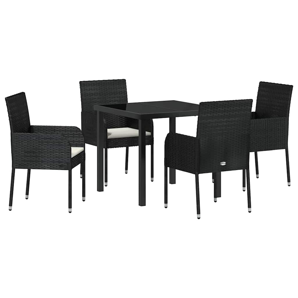 Have Spisebordssæt med pude 5 pcs Sort Poly rattan
