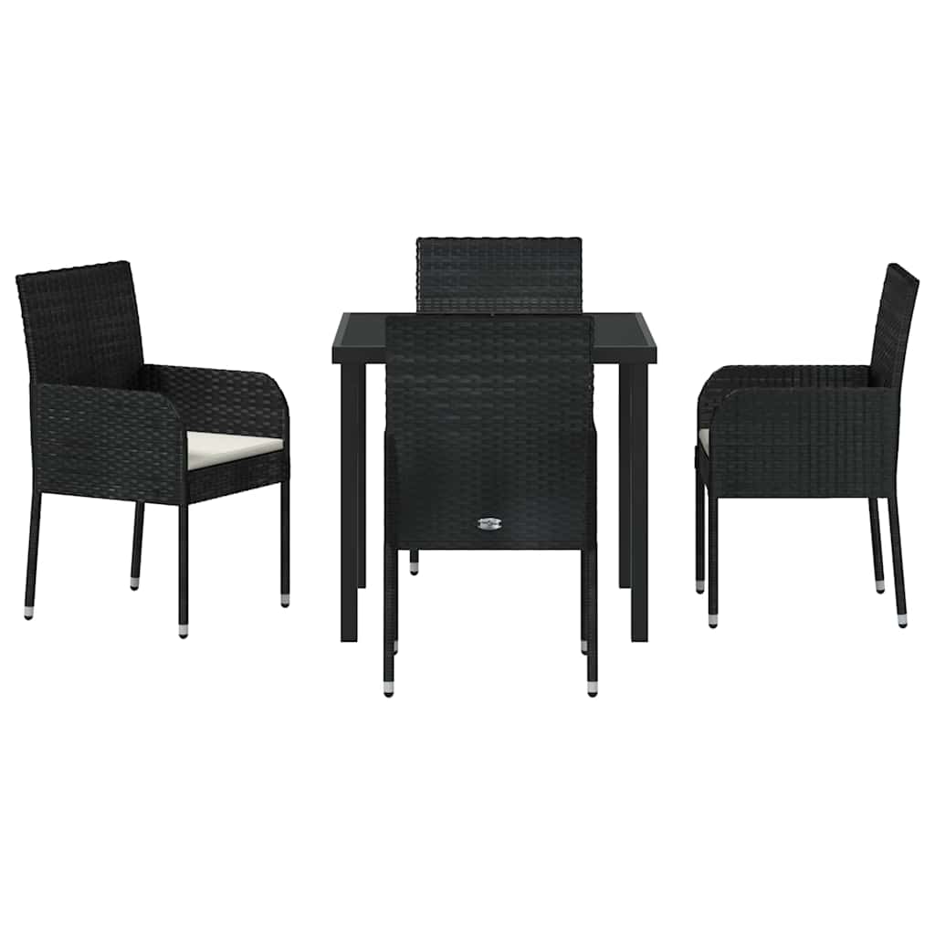 Have Spisebordssæt med pude 5 pcs Sort Poly rattan
