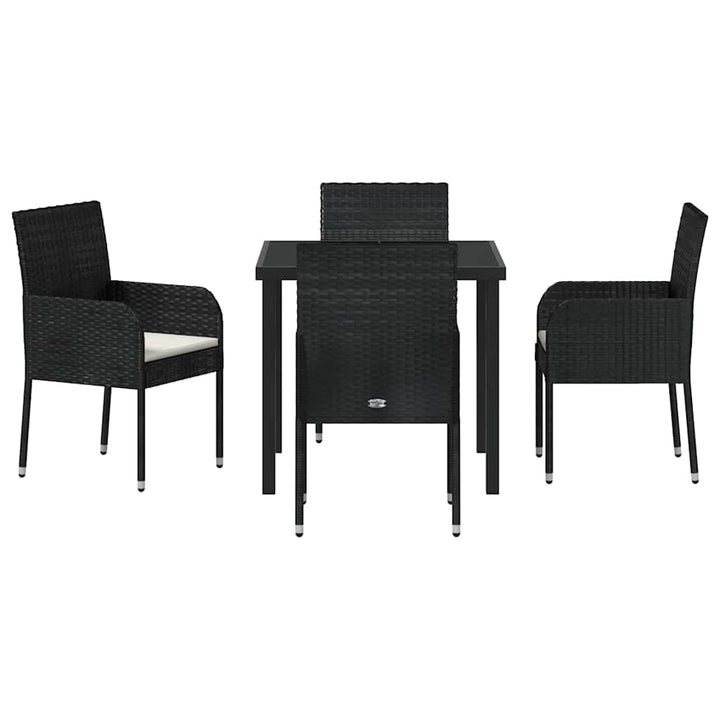 Have Spisebordssæt med pude 5 pcs Sort Poly rattan