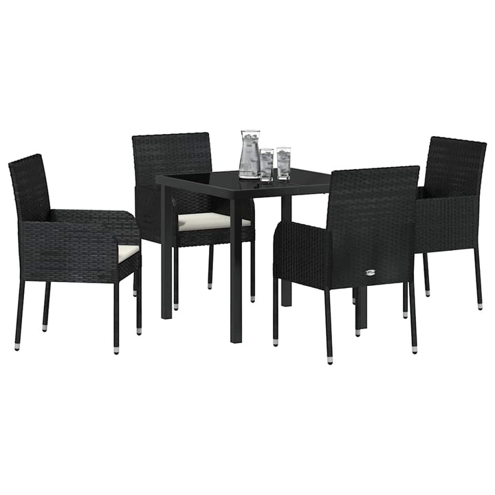 Have Spisebordssæt med pude 5 pcs Sort Poly rattan