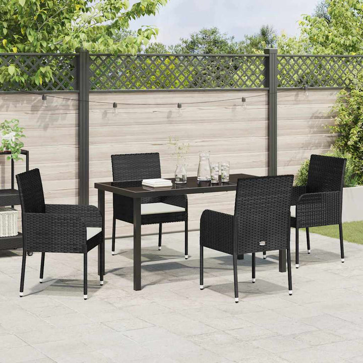 Have Spisebordssæt med pude 5 pcs Sort Poly rattan