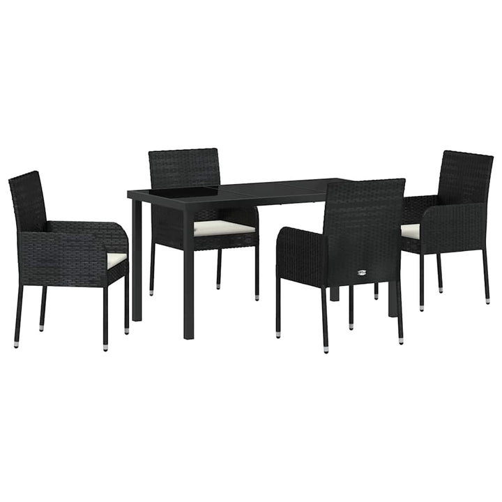 Have Spisebordssæt med pude 5 pcs Sort Poly rattan