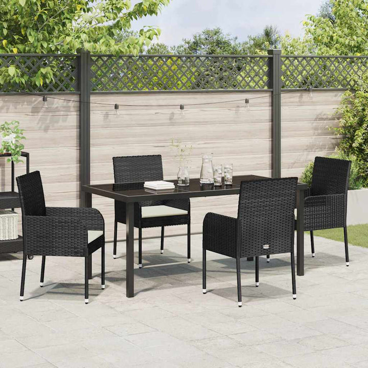 Have Spisebordssæt med pude 5 pcs Sort Poly rattan
