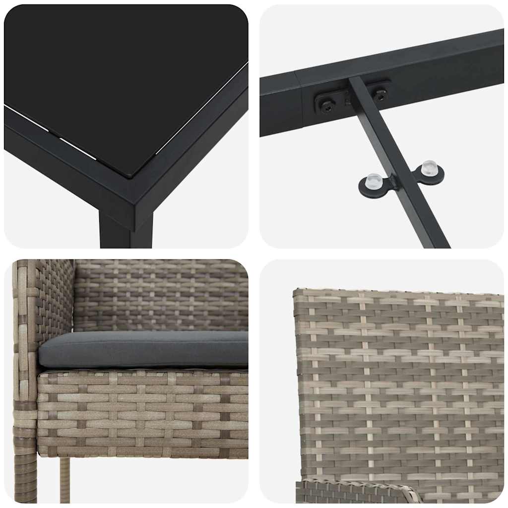 Have Spisebordssæt med pude 5 pcs Grå Poly rattan