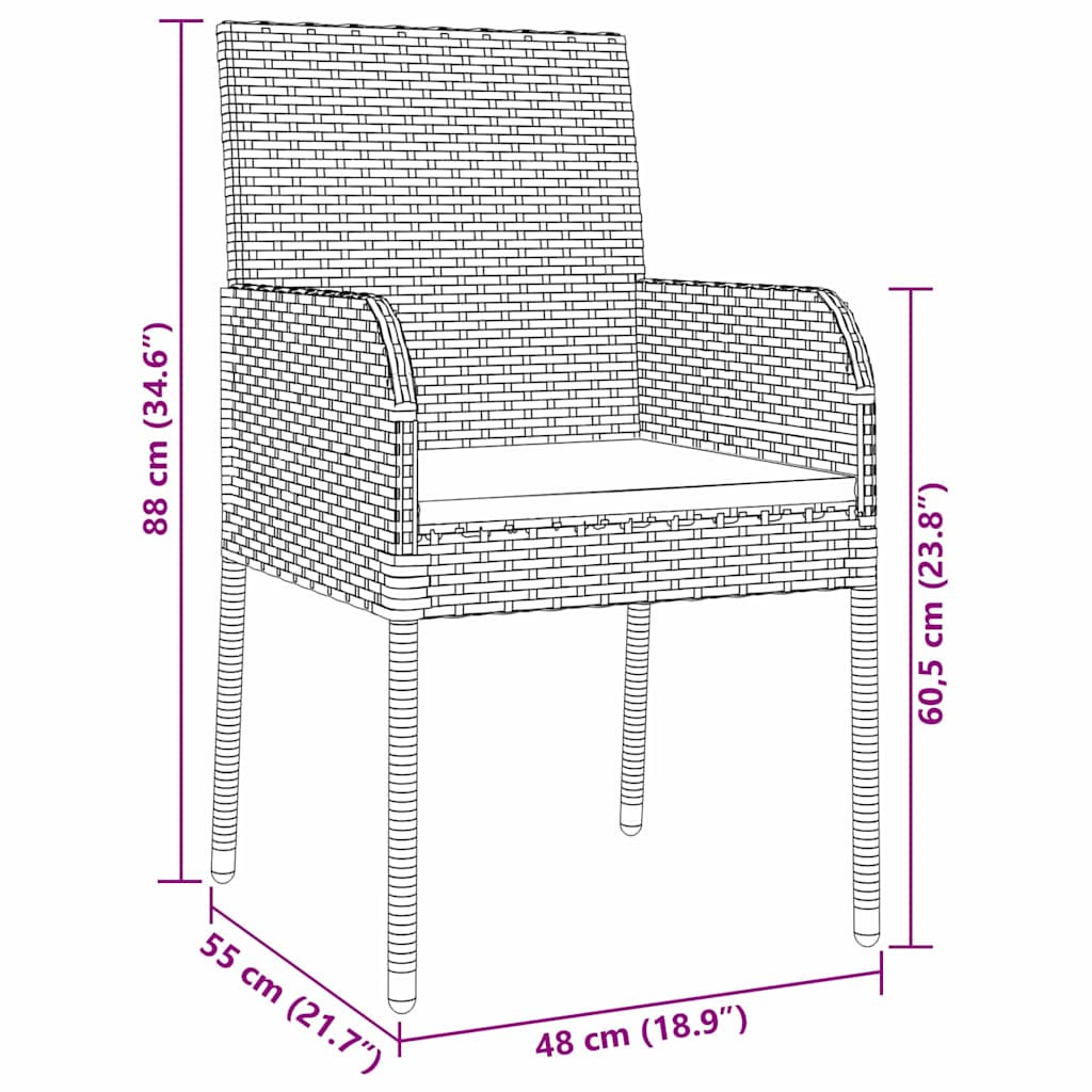 Have Spisebordssæt med pude 5 pcs Grå Poly rattan