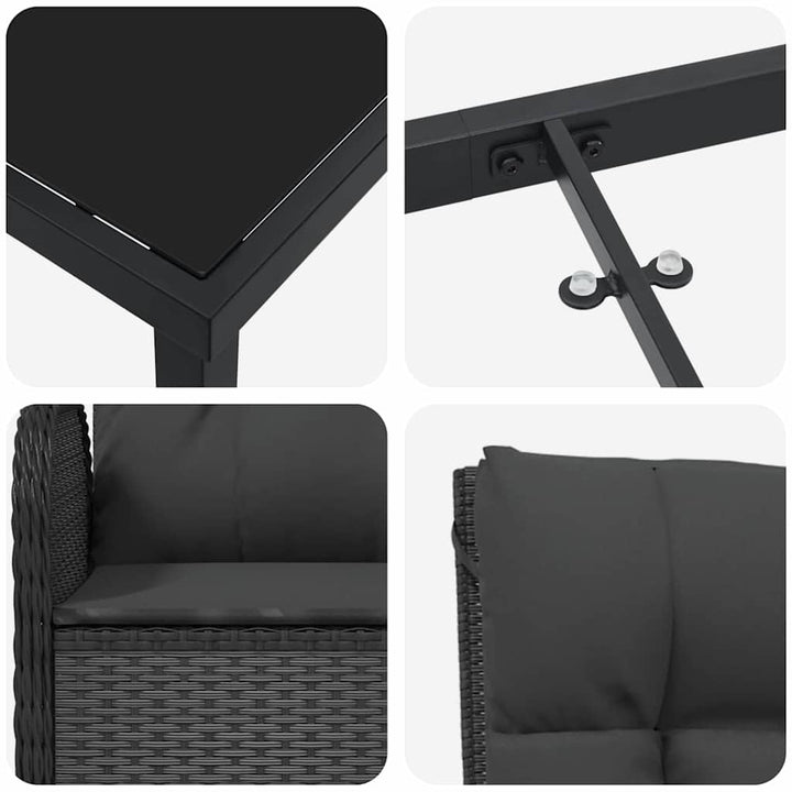 Have Spisebordssæt med pude 3 pcs Sort Poly rattan