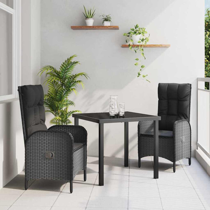 Have Spisebordssæt med pude 3 pcs Sort Poly rattan