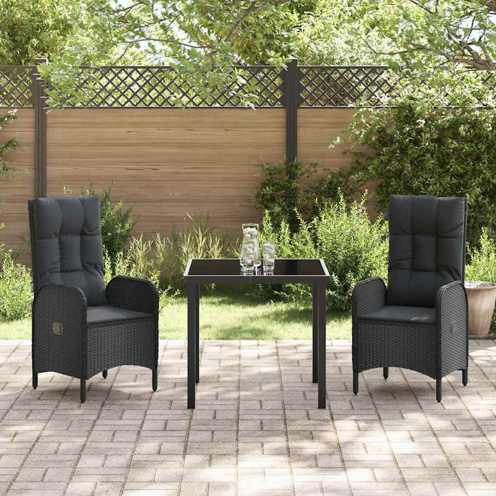 Have Spisebordssæt med pude 3 pcs Sort Poly rattan