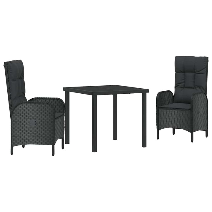 Have Spisebordssæt med pude 3 pcs Sort Poly rattan