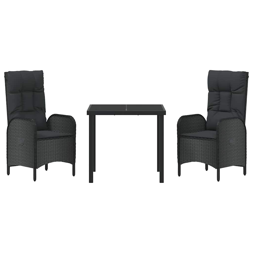 Have Spisebordssæt med pude 3 pcs Sort Poly rattan