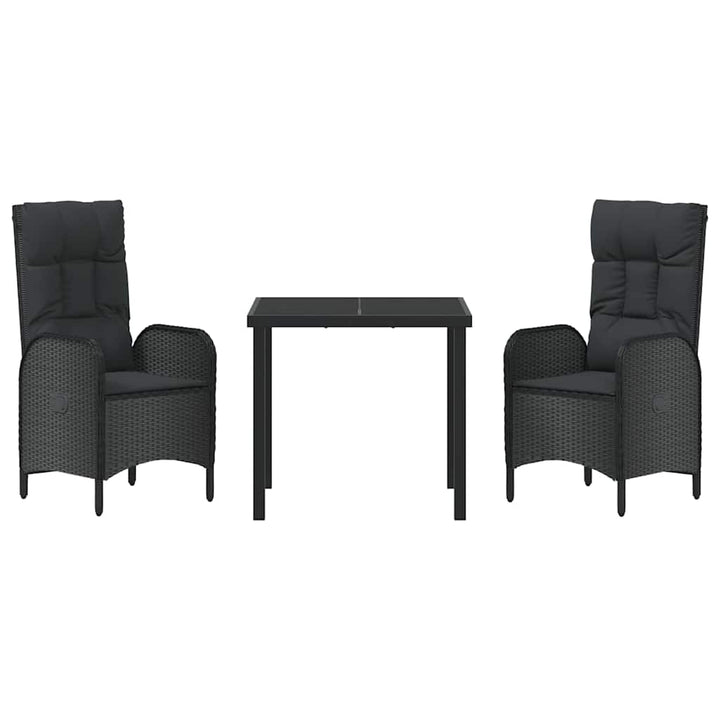 Have Spisebordssæt med pude 3 pcs Sort Poly rattan