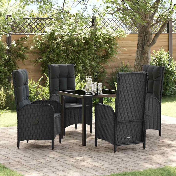 Have Spisebordssæt med pude 5 pcs Sort Poly rattan