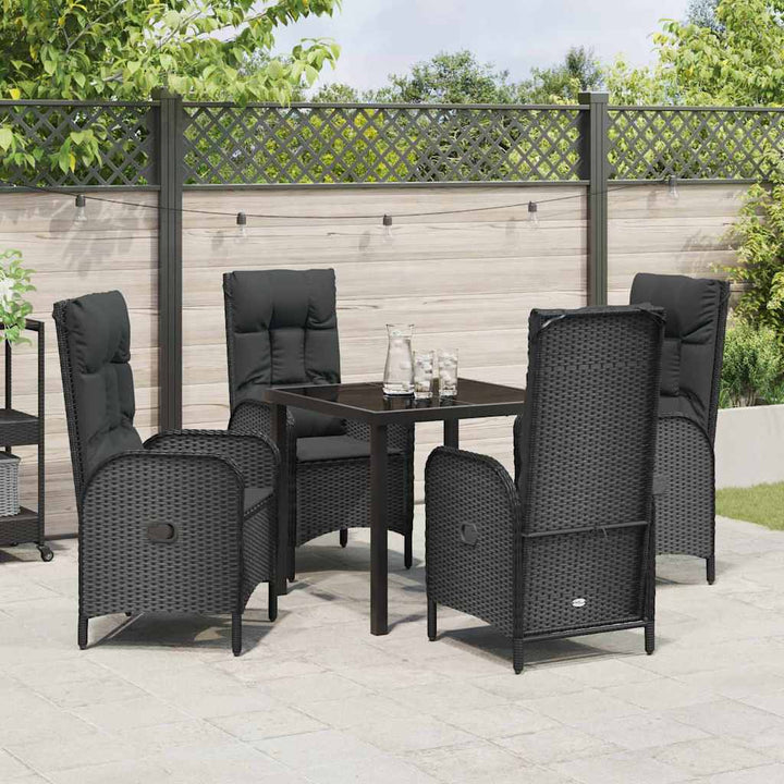 Have Spisebordssæt med pude 5 pcs Sort Poly rattan