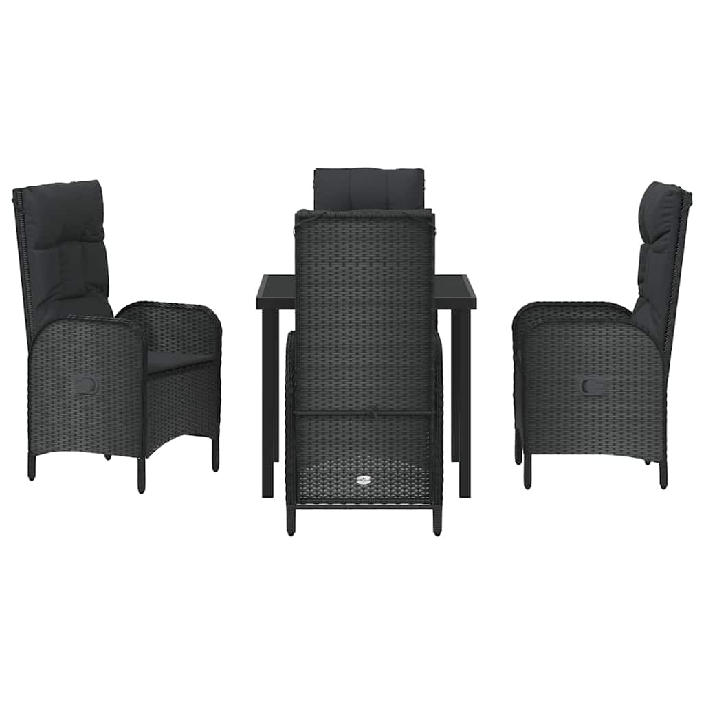 Have Spisebordssæt med pude 5 pcs Sort Poly rattan