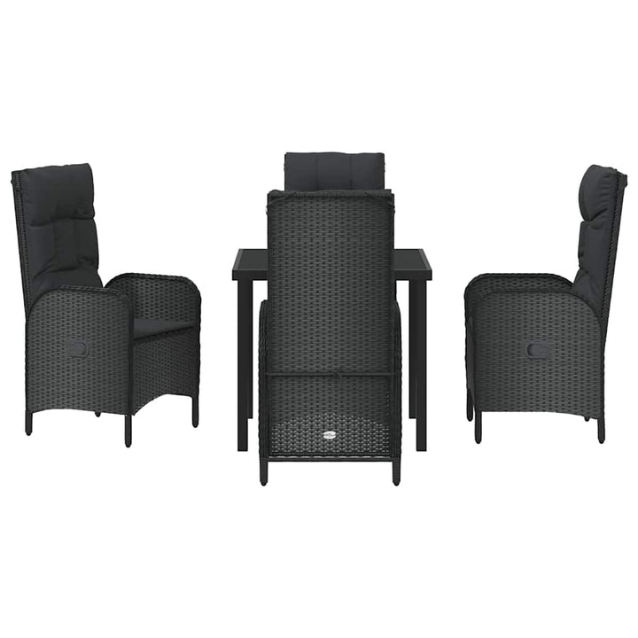 Have Spisebordssæt med pude 5 pcs Sort Poly rattan