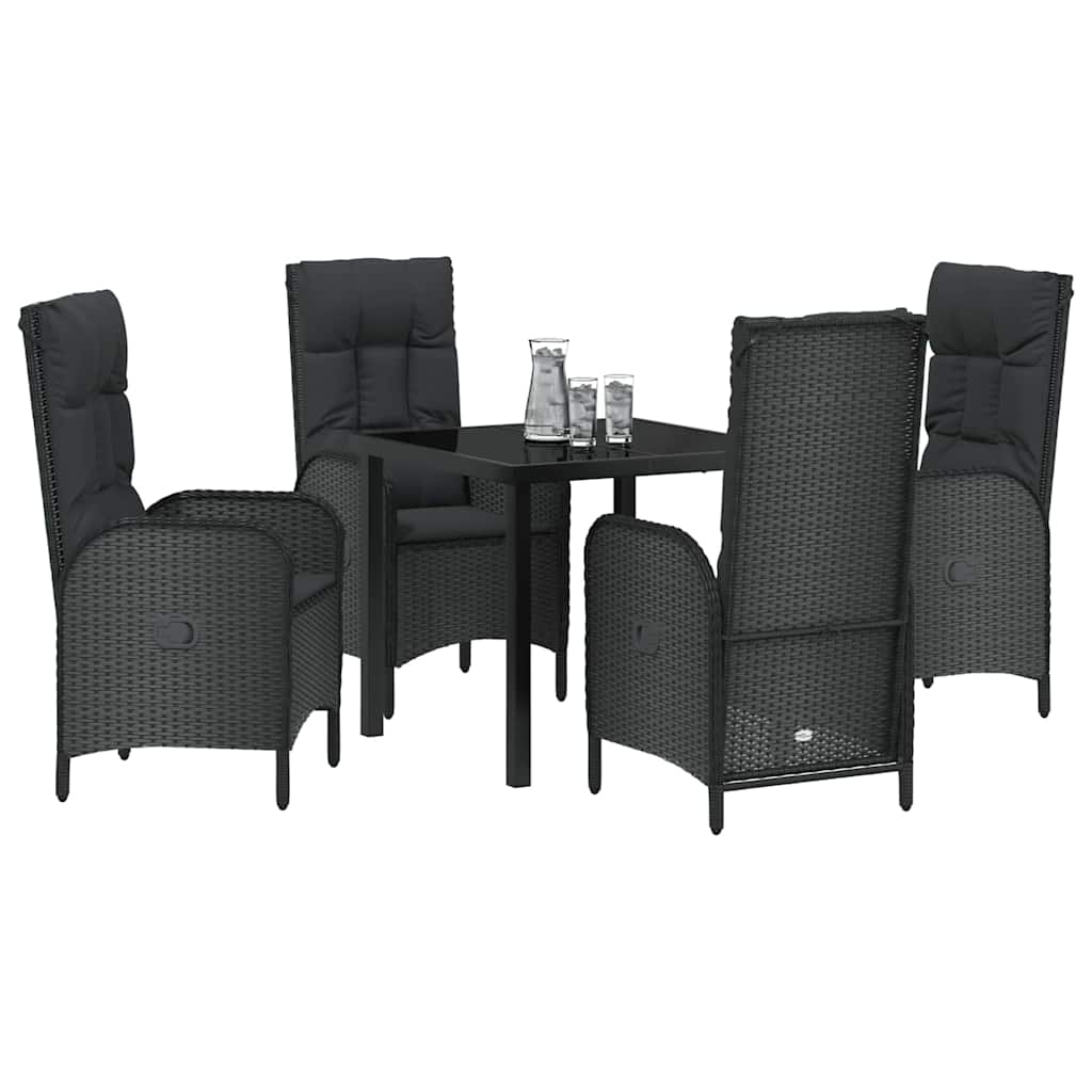 Have Spisebordssæt med pude 5 pcs Sort Poly rattan