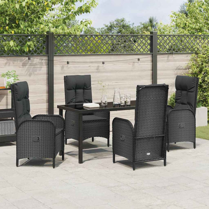 Have Spisebordssæt med pude 5 pcs Sort Poly rattan
