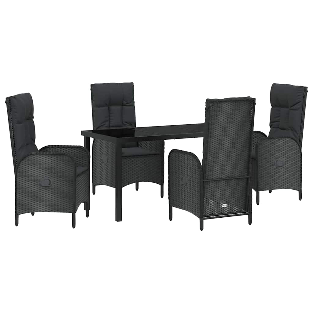 Have Spisebordssæt med pude 5 pcs Sort Poly rattan