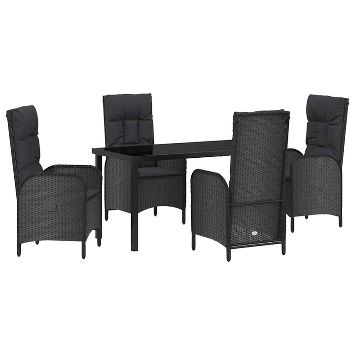 Have Spisebordssæt med pude 5 pcs Sort Poly rattan