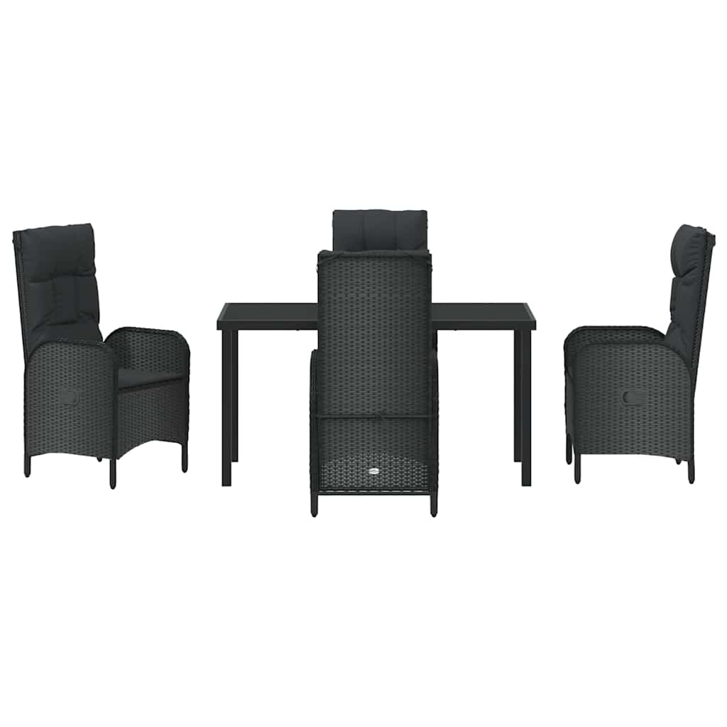 Have Spisebordssæt med pude 5 pcs Sort Poly rattan