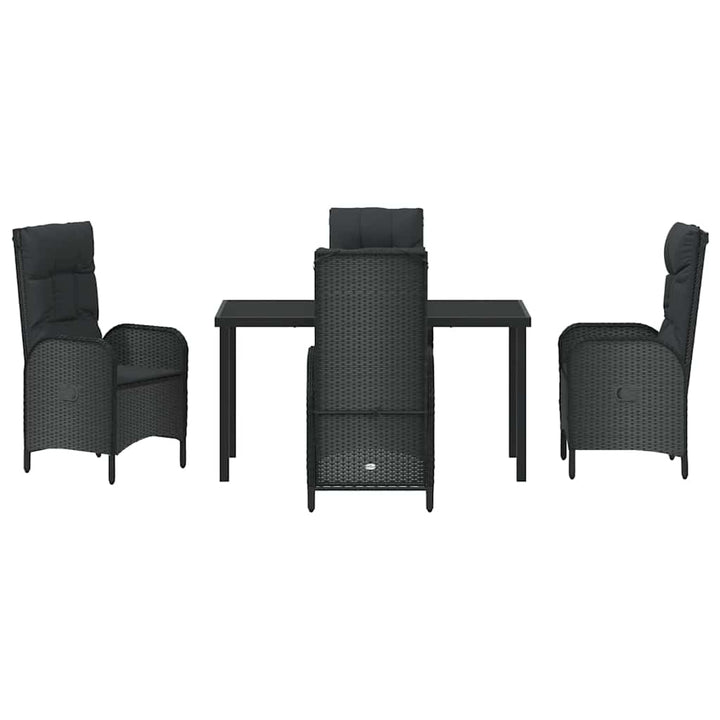 Have Spisebordssæt med pude 5 pcs Sort Poly rattan
