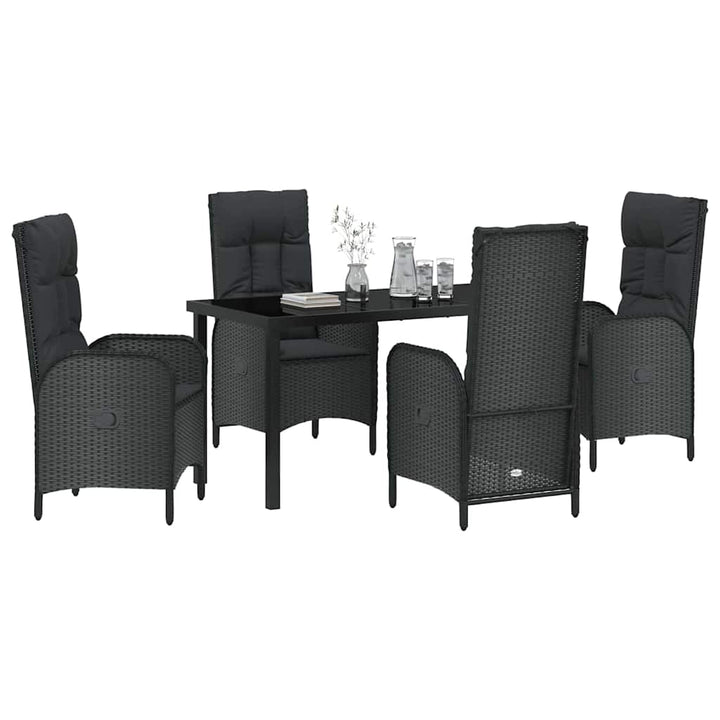 Have Spisebordssæt med pude 5 pcs Sort Poly rattan