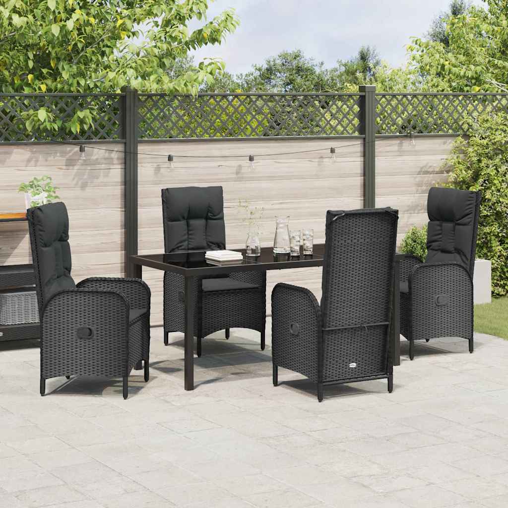 Have Spisebordssæt med pude 5 pcs Sort Poly rattan