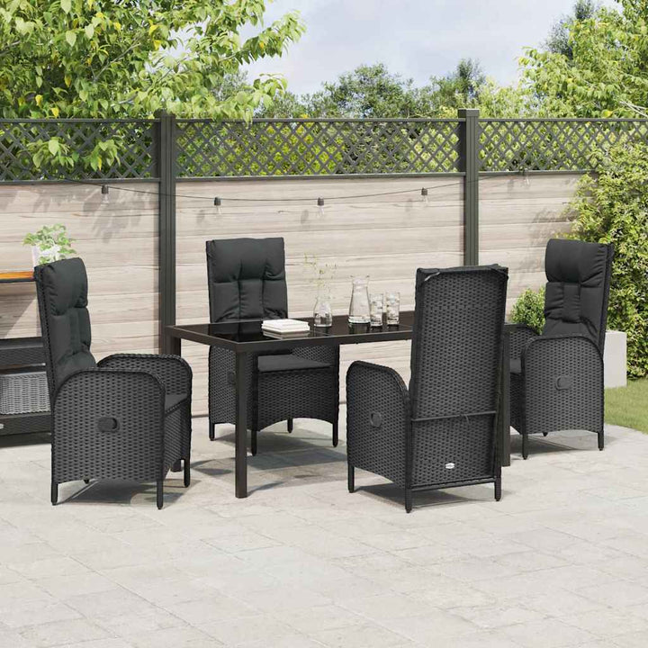 Have Spisebordssæt med pude 5 pcs Sort Poly rattan