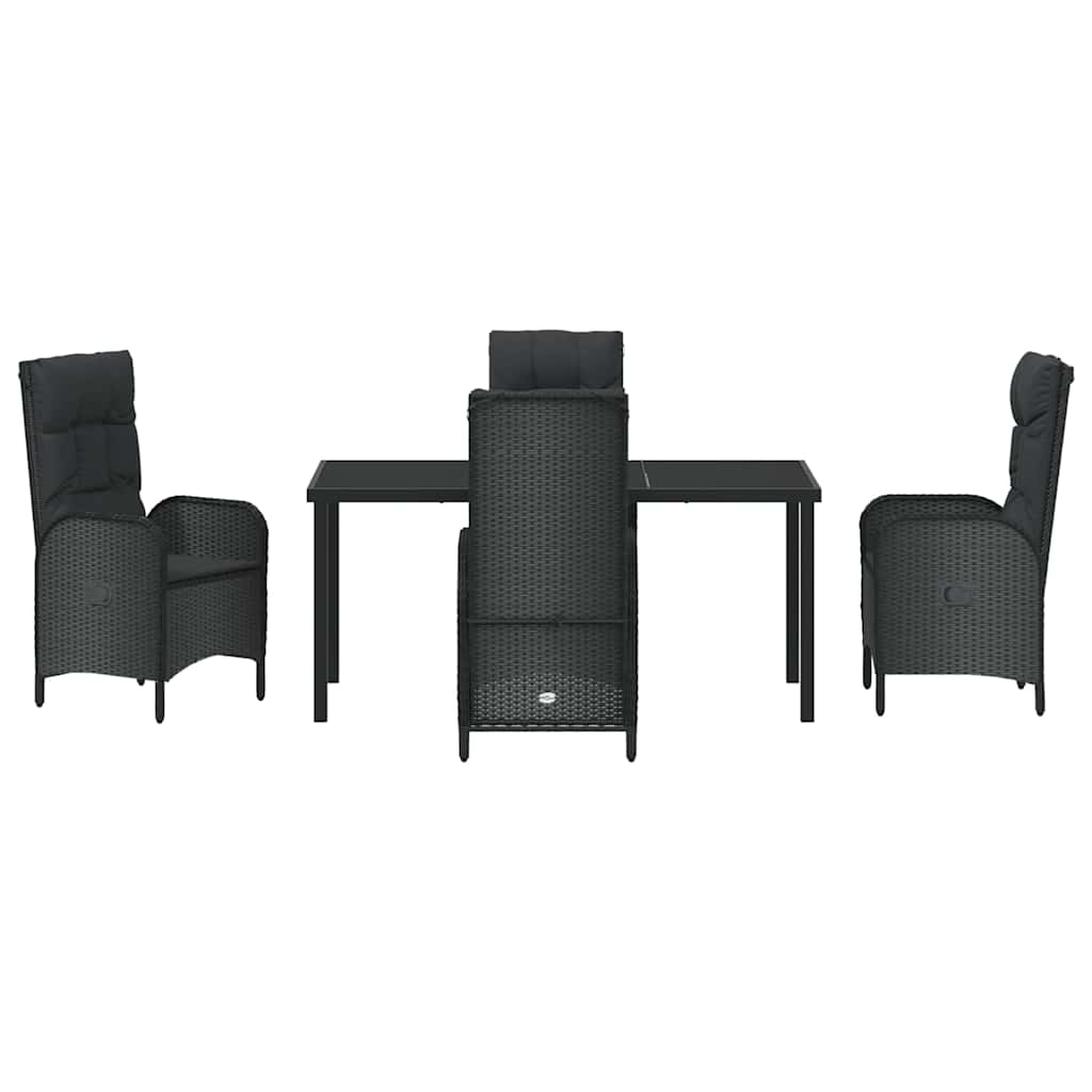 Have Spisebordssæt med pude 5 pcs Sort Poly rattan