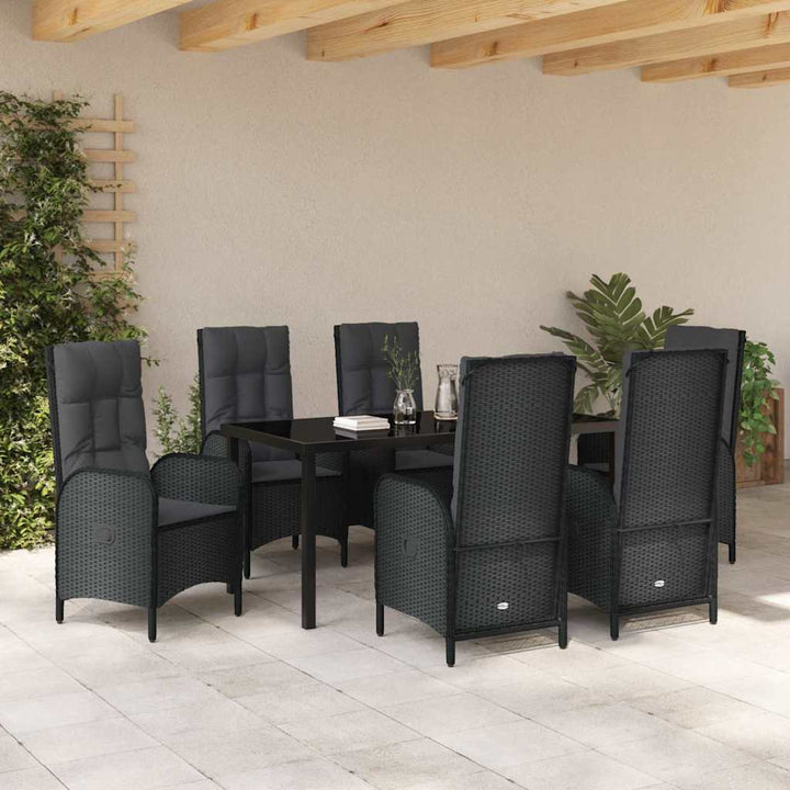 Have Spisebordssæt med pude 7 pcs Sort Poly rattan