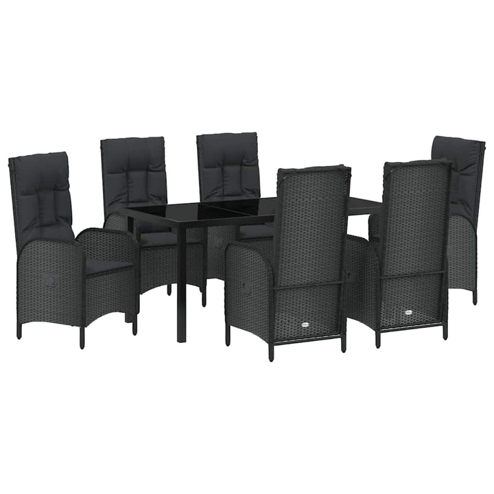 Have Spisebordssæt med pude 7 pcs Sort Poly rattan