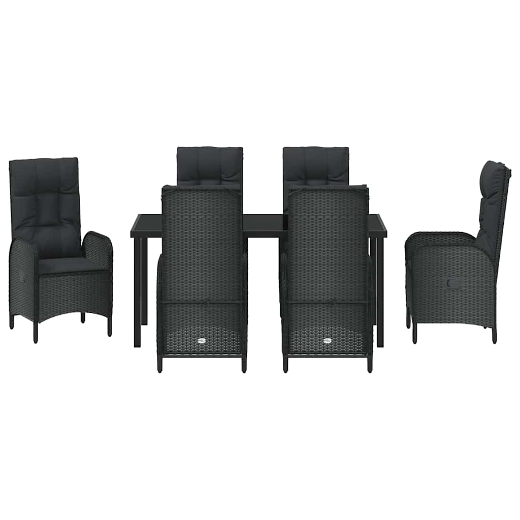 Have Spisebordssæt med pude 7 pcs Sort Poly rattan
