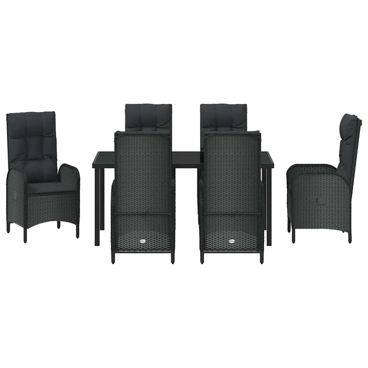Have Spisebordssæt med pude 7 pcs Sort Poly rattan
