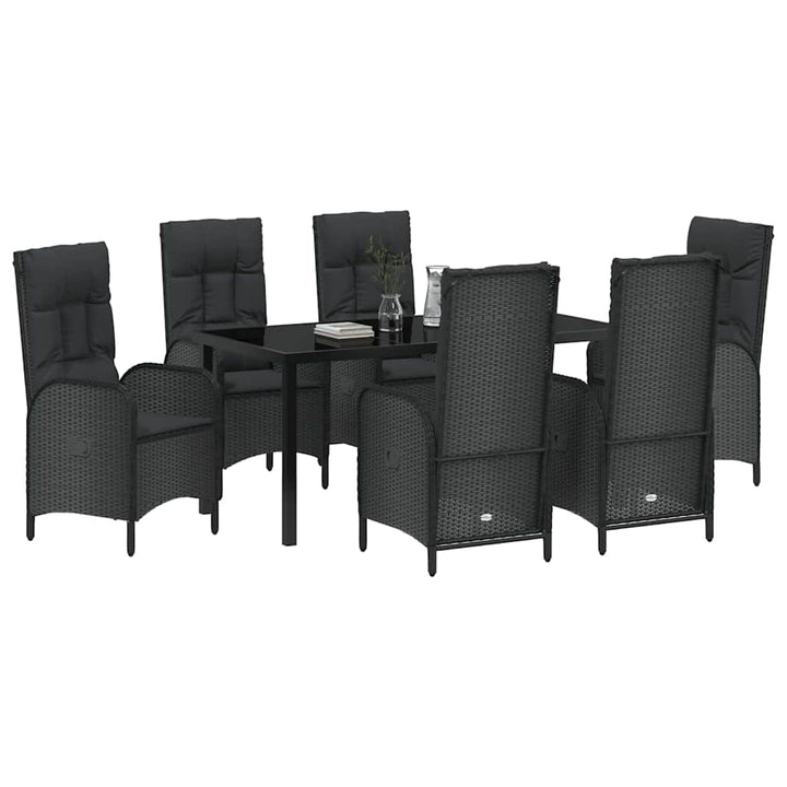 Have Spisebordssæt med pude 7 pcs Sort Poly rattan