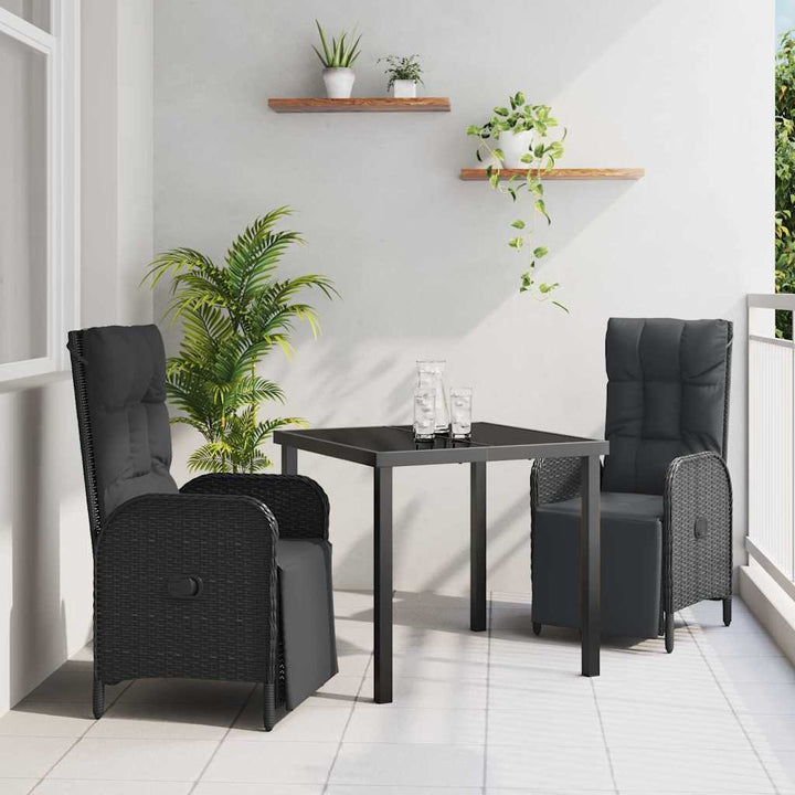 Have Spisebordssæt med pude 3 pcs Sort Poly rattan