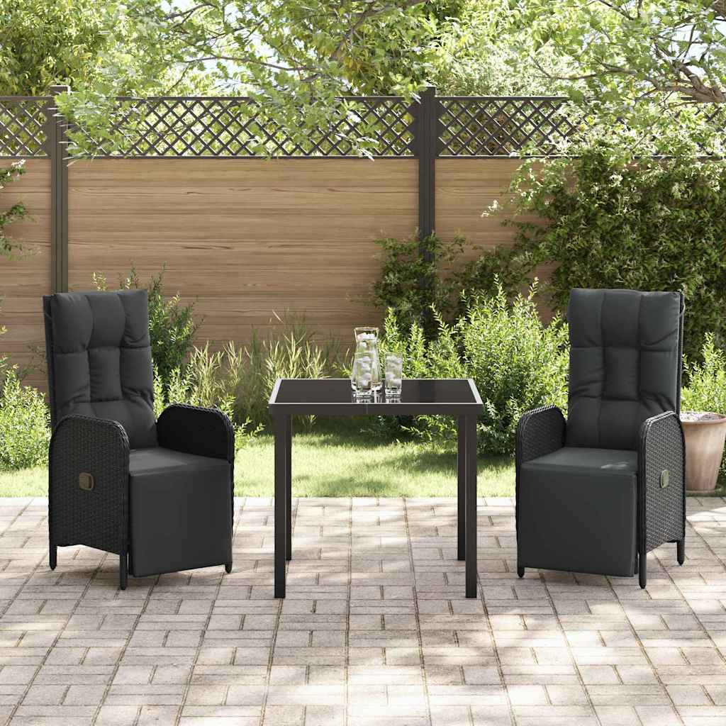 Have Spisebordssæt med pude 3 pcs Sort Poly rattan