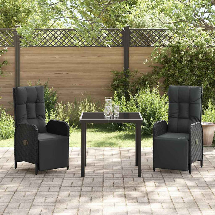 Have Spisebordssæt med pude 3 pcs Sort Poly rattan